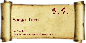 Vanya Imre névjegykártya